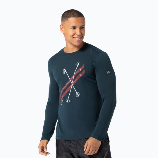 Zdjęcie produktu Longsleeve męski super.natural Kryssede Ski blueberry/fresh white/high risk red Granatowy