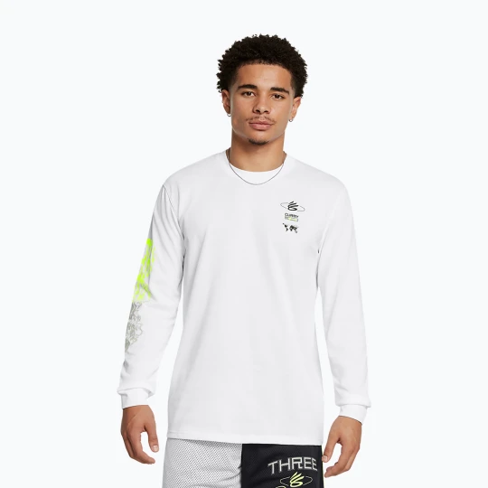 Zdjęcie produktu Longsleeve męski Under Armour Curry Verbiage Heavyweight white / high vis yellow / black