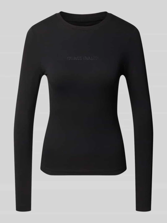 Zdjęcie produktu Longsleeve o kroju skinny fit z mieszanki bawełny Guess Czarny