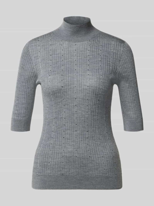 Zdjęcie produktu Longsleeve o kroju slim fit z czystej wełny merino Model 'Maglia Costine' Liu Jo Jasnoszary