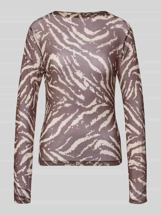 Zdjęcie produktu Longsleeve o półprzezroczystym designie w kroju slim fit comma Ciemnobrązowy