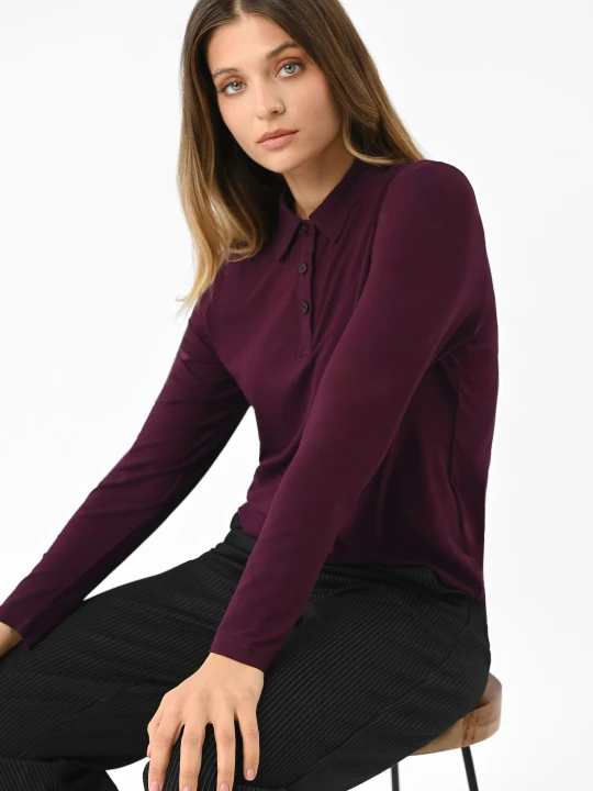 Zdjęcie produktu Longsleeve polo L-TOPAZ Volcano Burgundowy