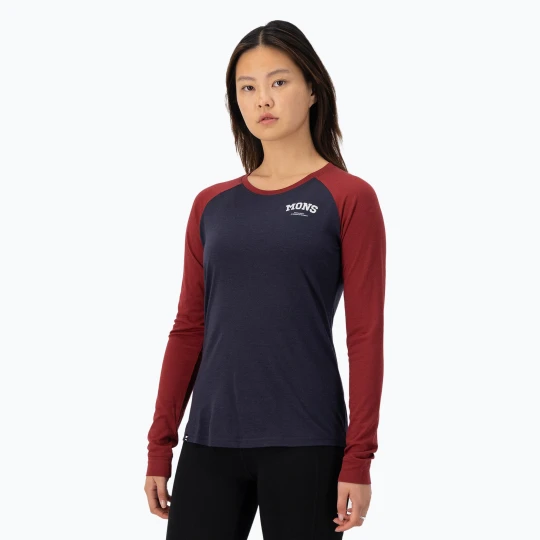 Zdjęcie produktu Bluza termoaktywna damska Mons Royale Icon Raglan cherry/ 9 iron Granatowy