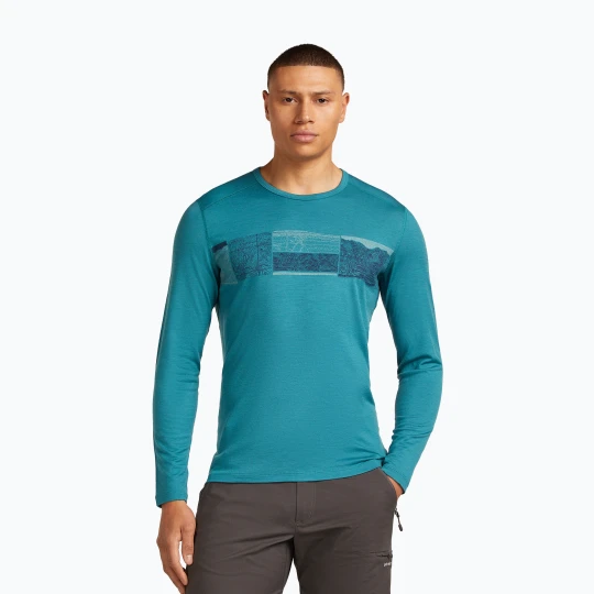 Zdjęcie produktu Bluza termoaktywna męska icebreaker Merino 200 Oasis Crewe Elevation Line topaz Niebieski