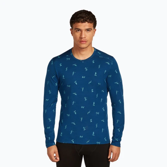 Zdjęcie produktu Bluza termoaktywna męska icebreaker Merino 200 Oasis Crewe Snow Day atlantis/topaz/aop Granatowy