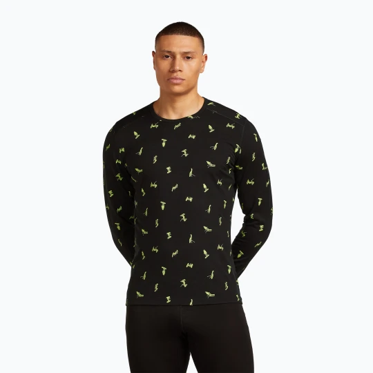 Zdjęcie produktu Bluza termoaktywna męska icebreaker Merino 200 Oasis Crewe Snow Day black / peridot / aop