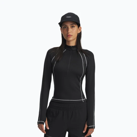 Zdjęcie produktu Longsleeve treningowy damski Under Armour ColdGear Textured 1 / 2 Zip black / white / metalic silver