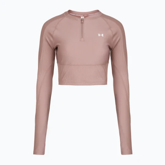 Zdjęcie produktu Longsleeve treningowy damski Under Armour HeatGear Rib 1 / 4 Zip tourmaline pink / tourmaline pink / white
