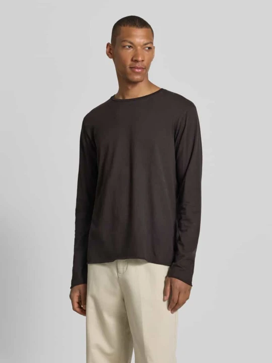 Zdjęcie produktu Longsleeve w kroju regular fit z czystej bawełny model 'Kendrick' Drykorn Ciemnobrązowy