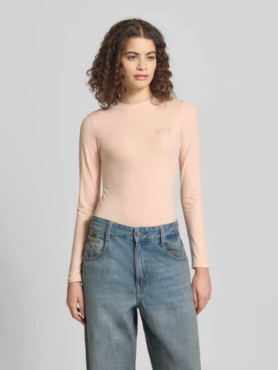 Zdjęcie produktu Longsleeve w kroju slim fit z detalem logo Another Cotton Lab Różowy