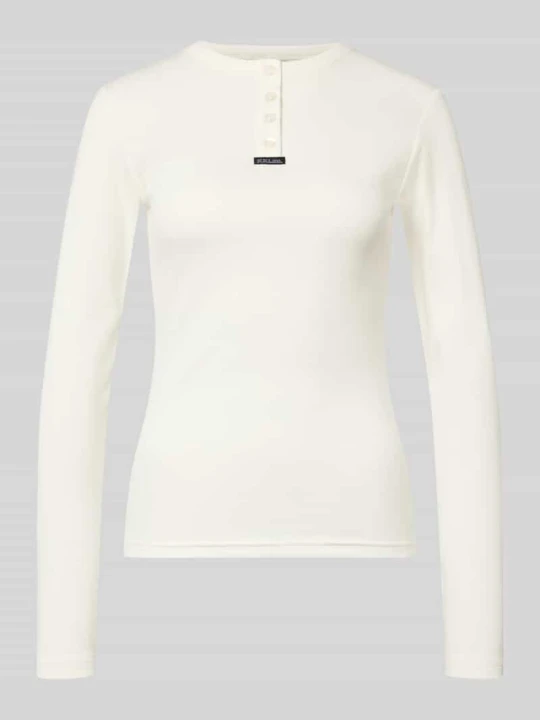 Zdjęcie produktu Longsleeve w kroju slim fit z elastycznej mieszanki bawełny Karo Kauer Złamany biały