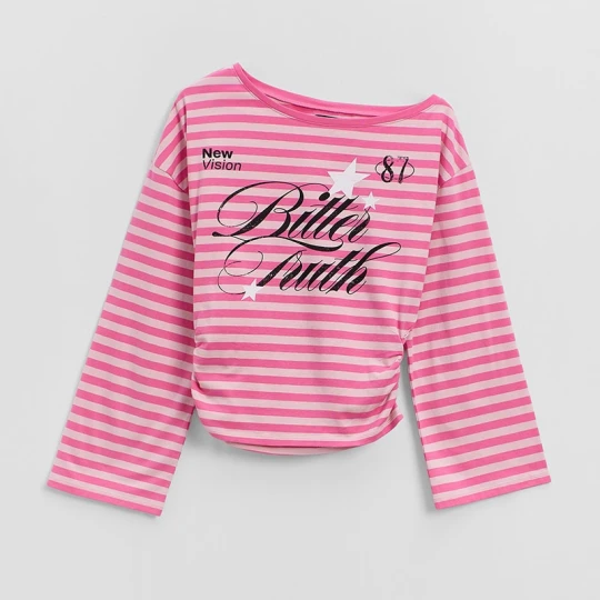 Zdjęcie produktu Longsleeve w paski z napisem Bitter Truth House