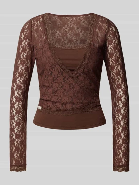 Zdjęcie produktu Longsleeve w stylu warstwowym model 'Sylva' Oh April Ciemnobrązowy
