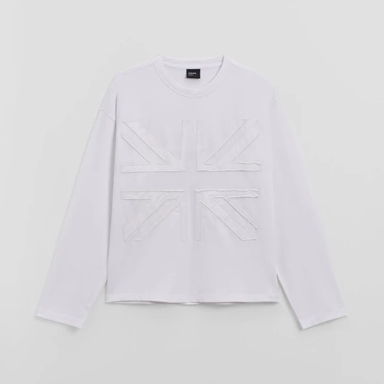 Zdjęcie produktu Longsleeve z aplikacją flagi UK House biały