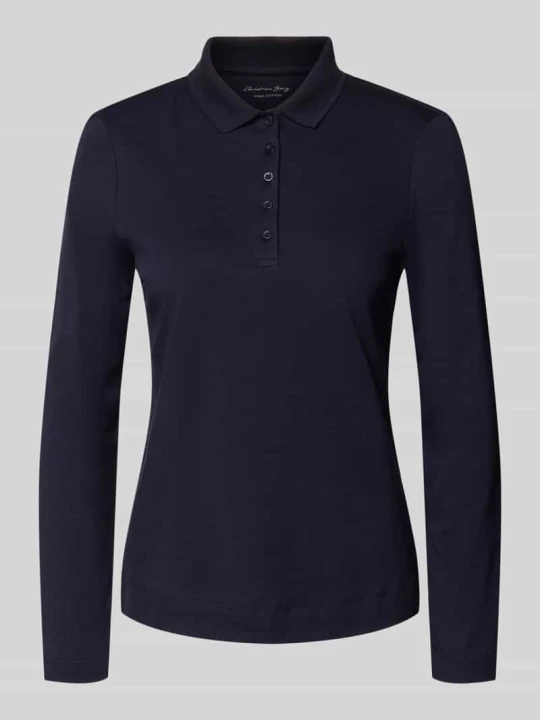Zdjęcie produktu Longsleeve z kołnierzykiem polo i zapięciem na guziki Christian Berg Ciemnoniebieski