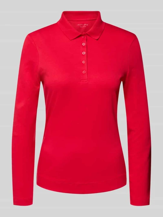 Zdjęcie produktu Longsleeve z kołnierzykiem polo i zapięciem na guziki Christian Berg Czerwony