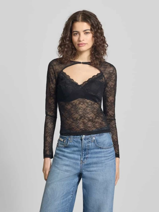Zdjęcie produktu Longsleeve z wycięciem Gina Tricot Czarny