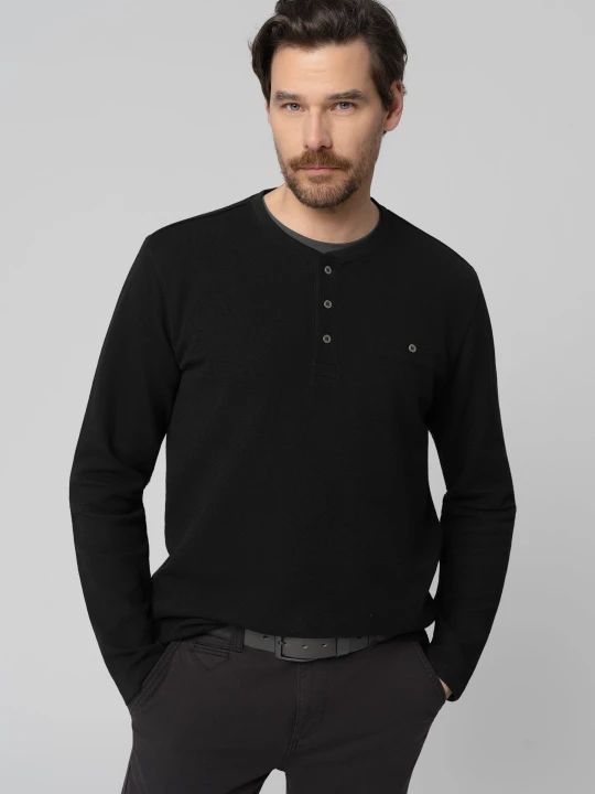 Zdjęcie produktu Longsleeve ze strukturą L-FENCH Volcano Czarny