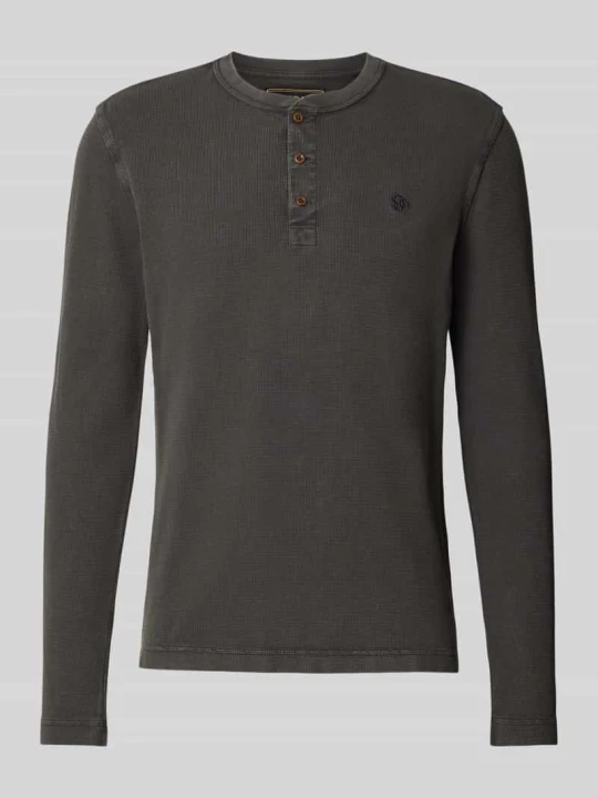 Zdjęcie produktu Longsleeve ze strukturalnym wzorem i listwą guzikową Superdry Antracytowy