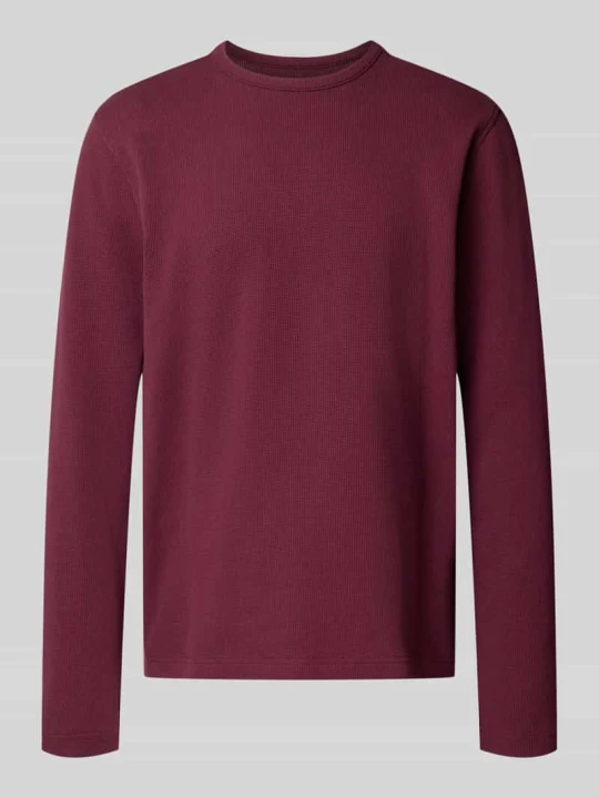 Zdjęcie produktu Longsleeve ze strukturalnym wzorem i okrągłym dekoltem MCNEAL Ciemnoczerwony