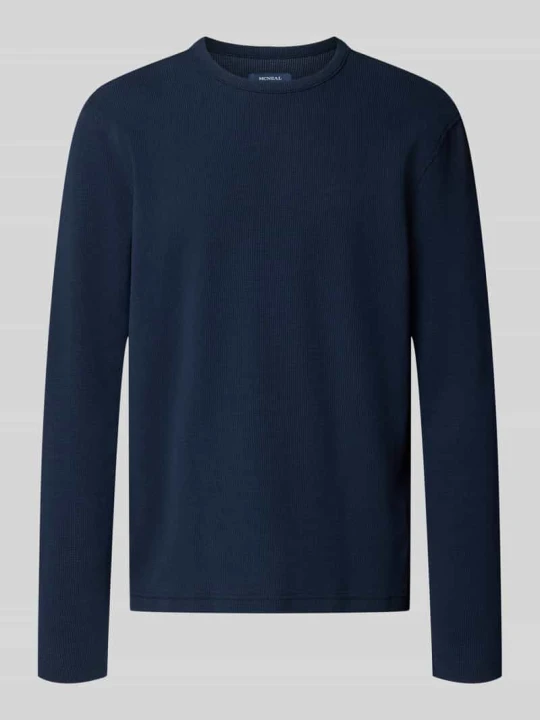 Zdjęcie produktu Longsleeve ze strukturalnym wzorem i okrągłym dekoltem MCNEAL Ciemnoniebieski