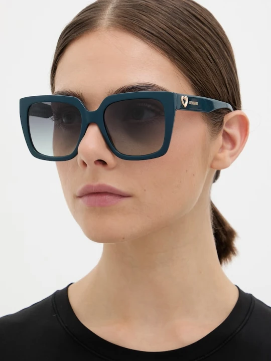 Zdjęcie produktu Love Moschino okulary przeciwsłoneczne kwadratowe damskie turkusowy