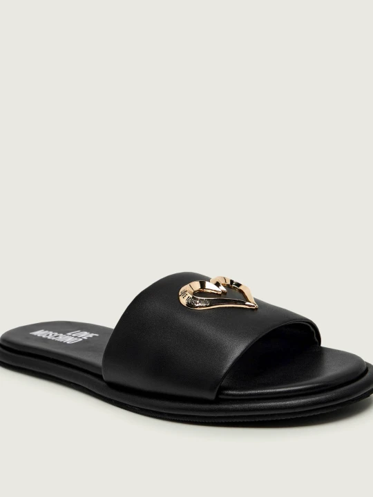 Zdjęcie produktu Love Moschino Skórzane klapki czarny