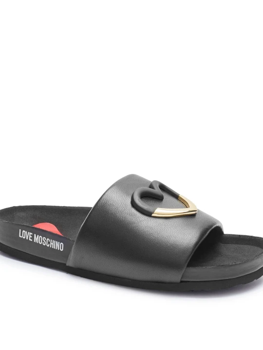 Zdjęcie produktu Love Moschino Skórzane klapki czarny