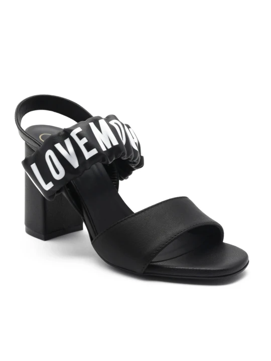 Zdjęcie produktu Love Moschino Skórzane sandały na słupku czarny