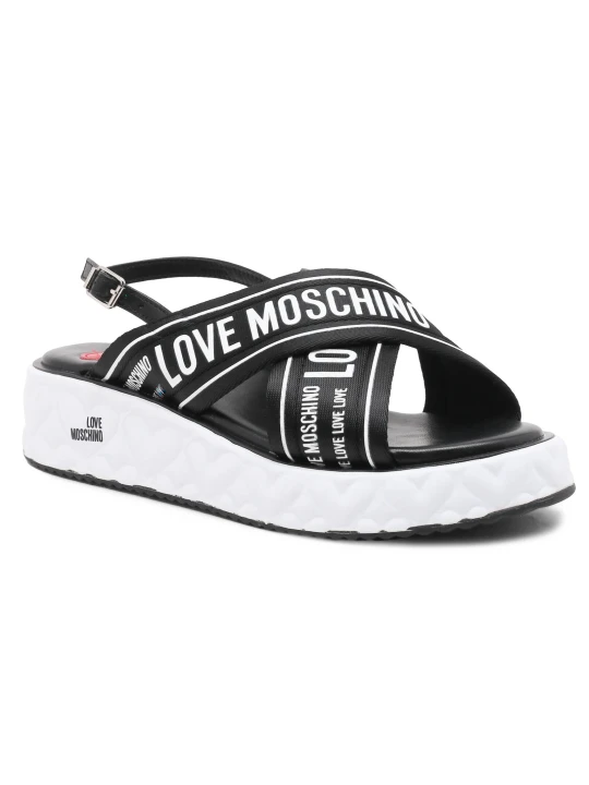 Zdjęcie produktu Love Moschino Skórzane sandały NASTROLOGO czarny