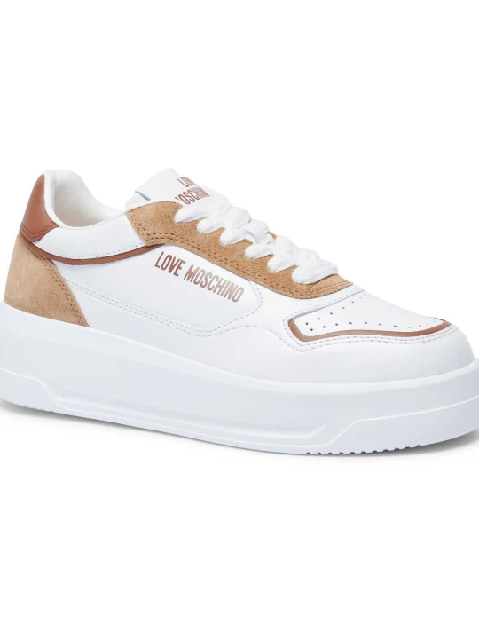 Zdjęcie produktu Love Moschino Skórzane sneakersy | zamsz biały