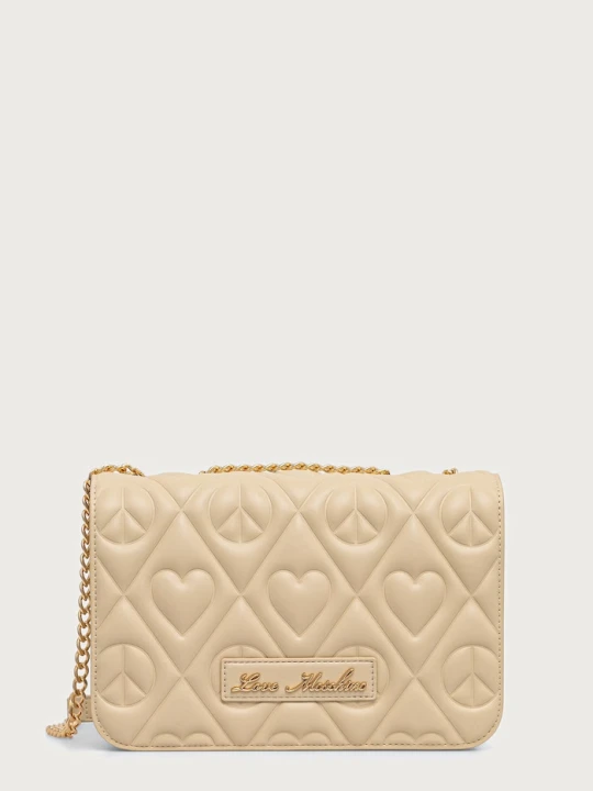 Zdjęcie produktu Love Moschino torebka crossbody damska z imitacji skóry beżowy