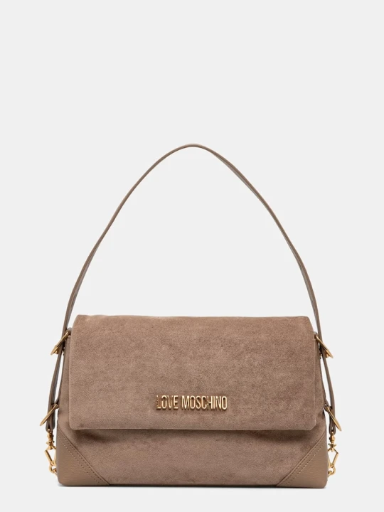 Zdjęcie produktu Love Moschino torebka damska z imitacji zamszu beżowy