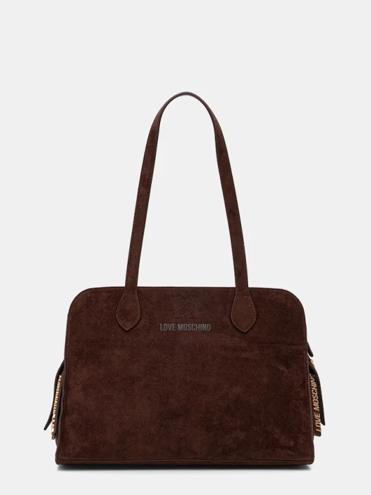 Zdjęcie produktu Love Moschino torebka hobo damska z imitacji zamszu brązowy