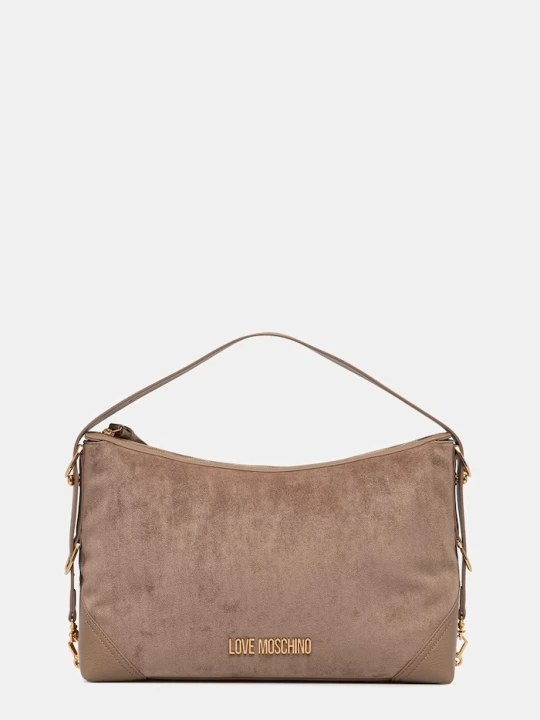 Zdjęcie produktu Love Moschino torebka hobo damska z imitacji zamszu beżowy