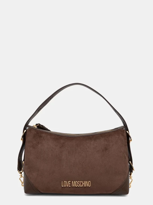 Zdjęcie produktu Love Moschino torebka hobo damska z imitacji zamszu brązowy