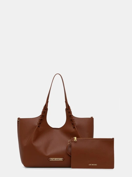 Zdjęcie produktu Love Moschino torebka shopper damska z imitacji skóry brązowy