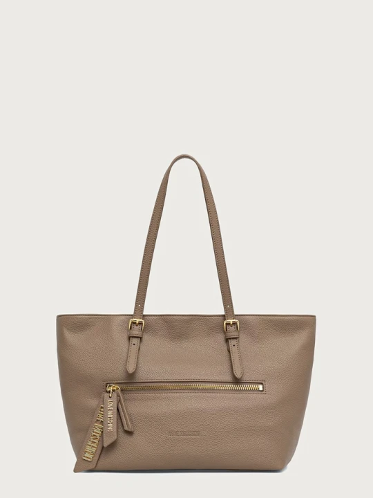 Zdjęcie produktu Love Moschino torebka shopper damska z imitacji skóry beżowy