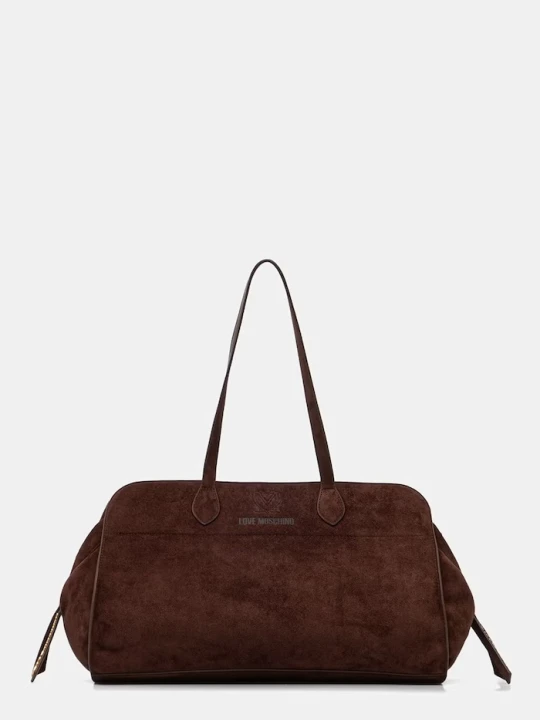 Zdjęcie produktu Love Moschino torebka shopper damska z imitacji zamszu brązowy
