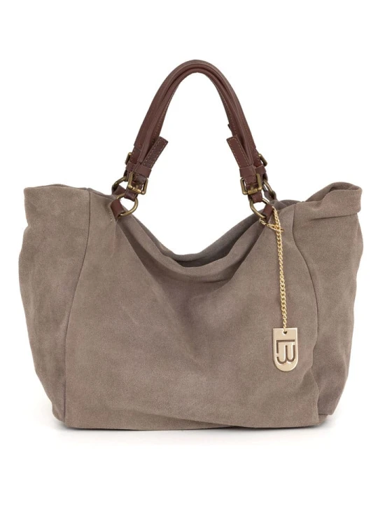 Zdjęcie produktu Lucca Baldi Skórzany shopper bag "Gimignano" w kolorze szarobrązowym - 45 x 50 x 20 cm rozmiar: onesize