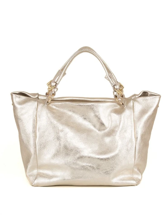 Zdjęcie produktu Lucca Baldi Skórzany shopper bag "Gimignano" w kolorze złotym - 45 x 50 x 20 cm rozmiar: onesize