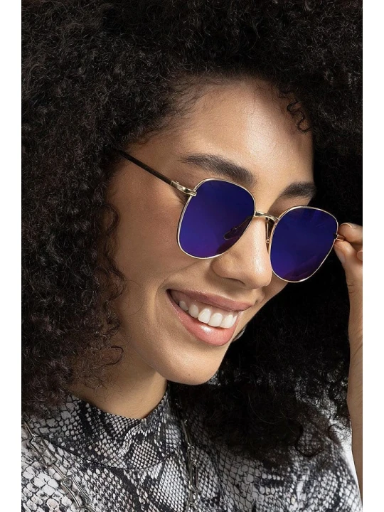 Zdjęcie produktu Lucky Bees Damskie okulary przeciwsłoneczne w kolorze złoto-niebieskim rozmiar: onesize