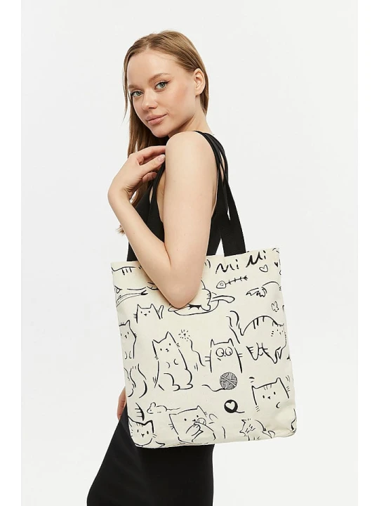 Zdjęcie produktu Lucky Bees Shopper bag w kolorze beżowym - 38 x 42 x 8 cm rozmiar: onesize