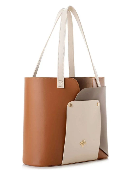 Zdjęcie produktu Lucky Bees Torebka w kolorze beżowo-jasnobrązowo-oliwkowym - 30 x 26 x 12 cm rozmiar: onesize