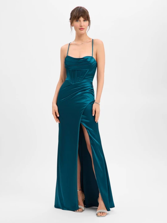 Zdjęcie produktu Luxuar Fashion sukienka wieczorowa Kobiety Satyna niebieski