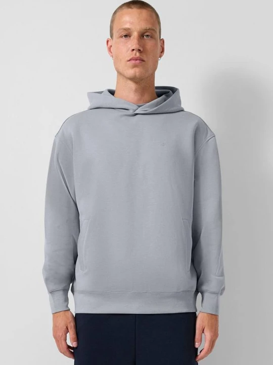 Zdjęcie produktu Luźna bluza z kapturem z haftowanym logo QS szary