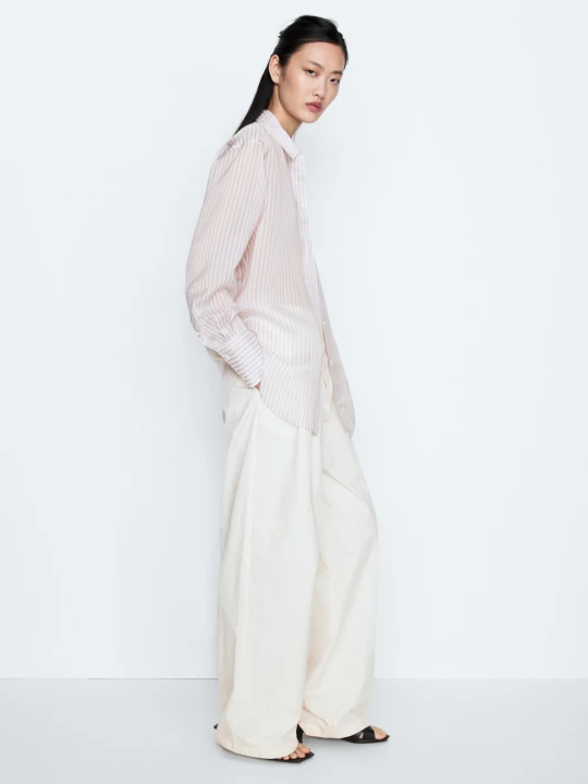 Zdjęcie produktu Luźna Koszula W Paski - Studio - Różowy - - Massimo Dutti - Female