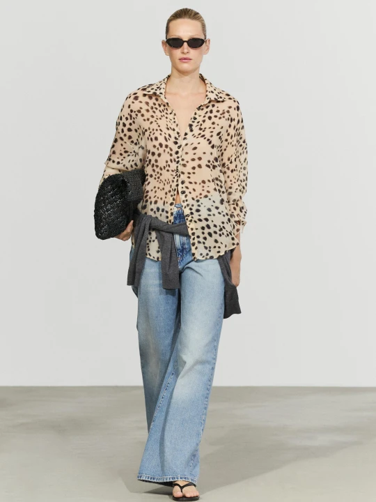 Zdjęcie produktu Luźna Koszula W Zwierzęcy Wzór - Piaskowy - Massimo Dutti - Female