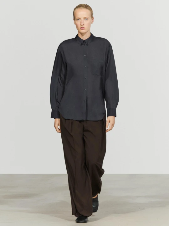 Zdjęcie produktu Luźna Koszula Z Kieszenią - Granatowy - Massimo Dutti - Female