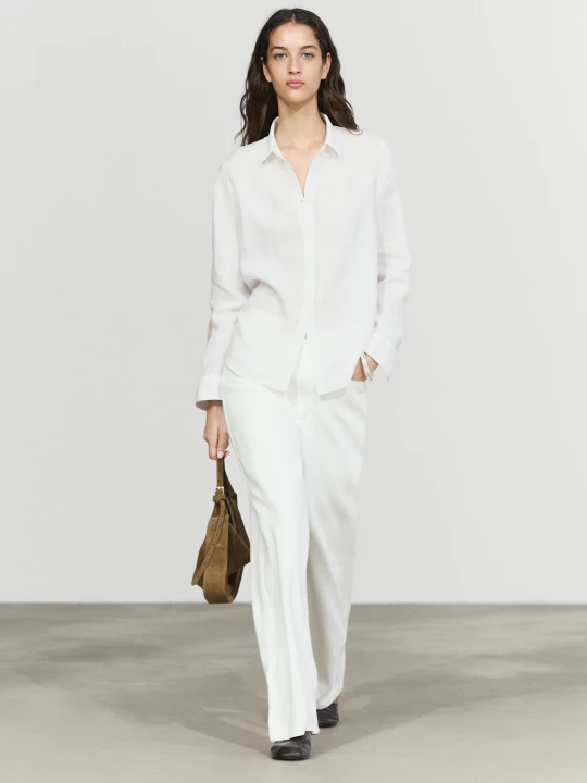 Zdjęcie produktu Luźna Koszula Ze 100% Lnu - Biały - - Massimo Dutti - Kobieta